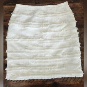H&M White textured fringe tiered mini skirt size 6